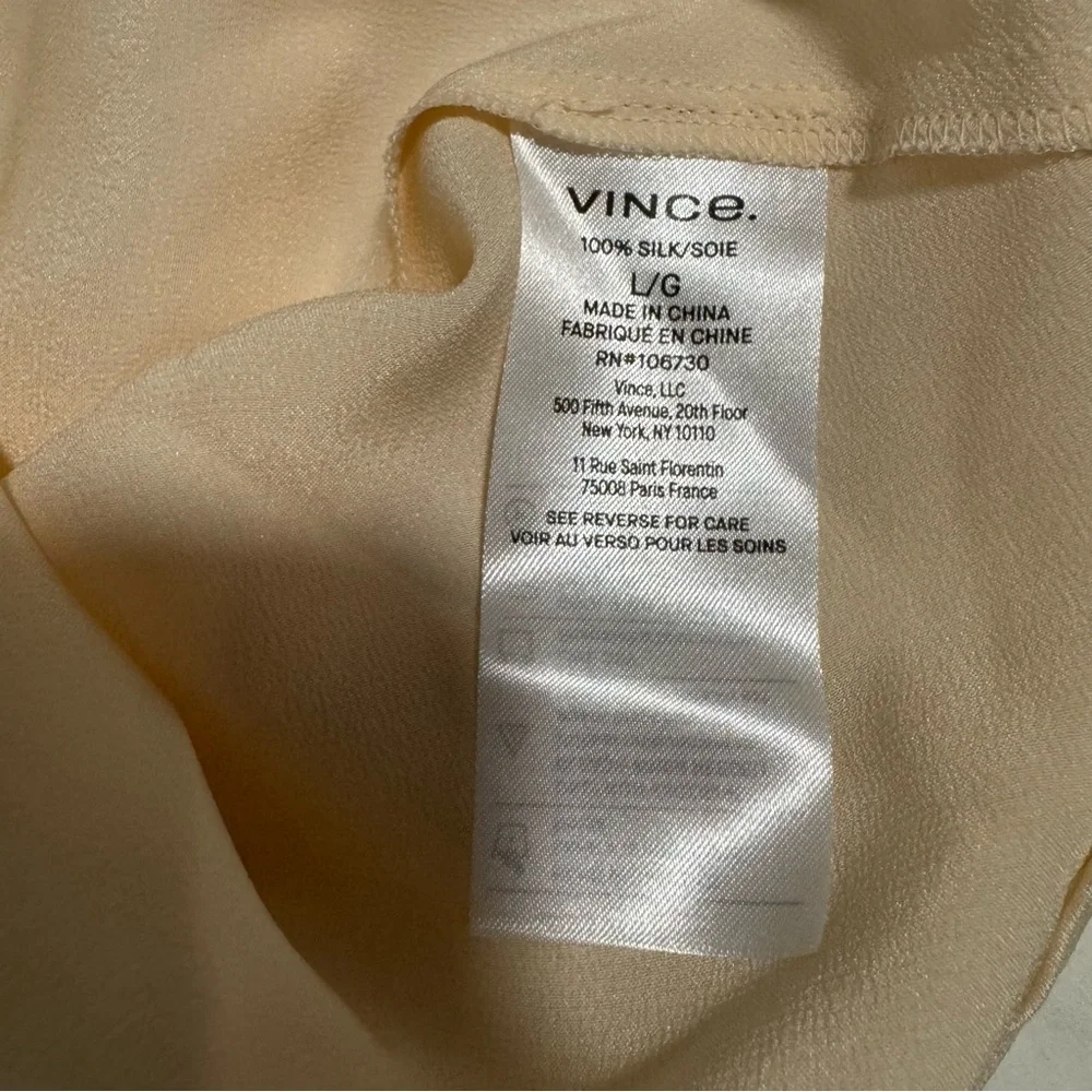 NWT Vince Elegant Silk Cream Women's Top Size L - Picture 7 of 10
